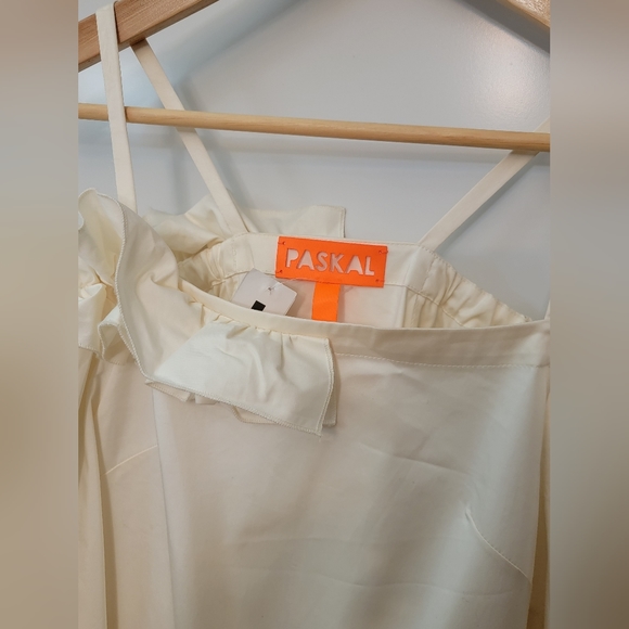 Paskal Ruffled Trim Over The Shoulder Dress, Ivory Size XS $1273 - Picture 6 of 8